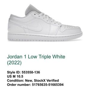 Jordan 1 Low Triple White 2022